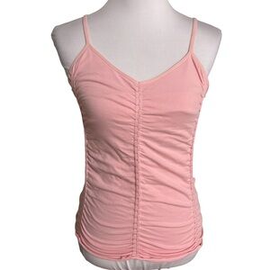 Fabletics Light Pink Ruched Tank Top with Bra